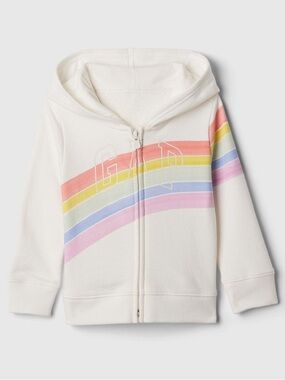 Baby Gap Toddler Girl Logo Zip Rainbow Hoodie Size 3T